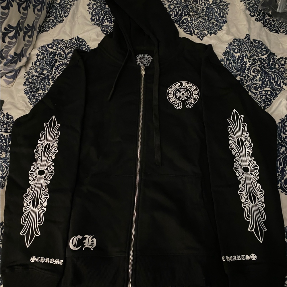 Chrome Hearts Black Hoodie with White Graphics